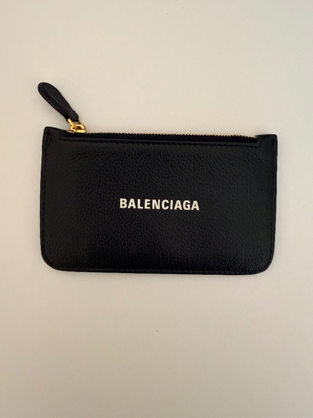 BALENCIAGA Cash Logo-Print Full-Grain Leather Zipped Cardholder